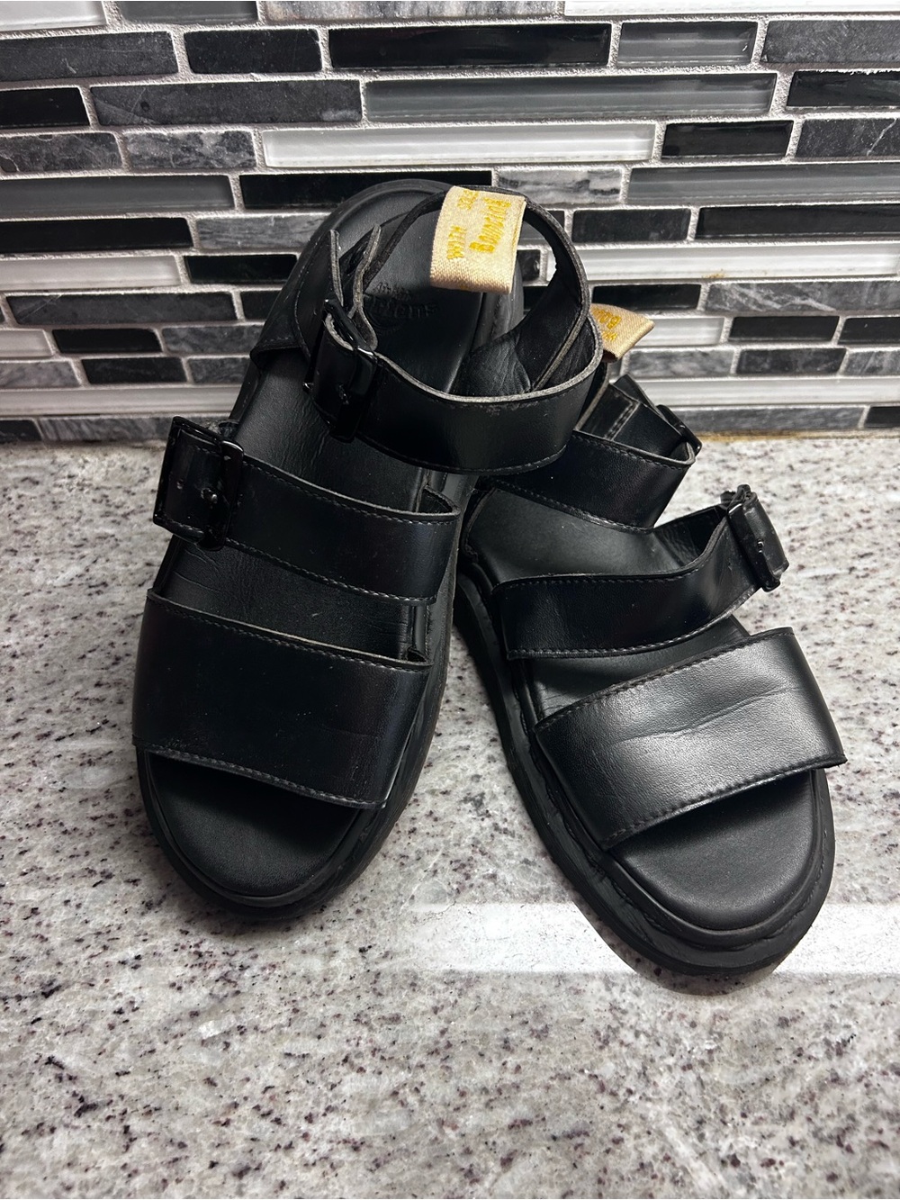 Dr. Martens Vegan Gryphon Black Rubber Sole Sandals size 8